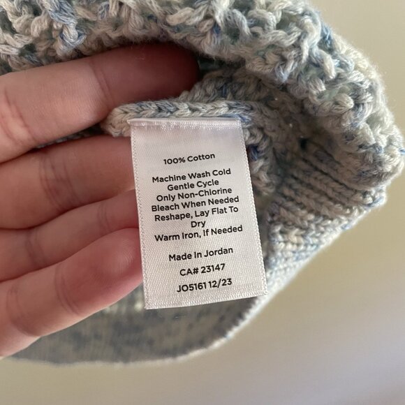 Talbots Sz MP Blue Spray Tape Preppy Coastal Open Stitch Sailor Collar Sweater - Picture 9 of 10